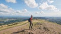 Active solo hike on the peak of Malvern Hills, Worcestershire, United Kingdom