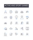 Active and sport games line icons collection. Dominance, Power, Elite, Authority, Superiority, Hegemony, Leadership