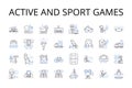 Active and sport games line icons collection. Dynamic sports, High-energy games, Vigorous athletic activities, Lively