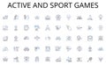 Active and sport games line icons collection. Investment, Funding, Startups, Entrepreneurs, Equity, Angels, Risks vector