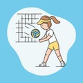 Active Sport And Healthy Lifestyle Concept. Young Cheerful Girl Plays Volleyball At School Or University. Volleyball Royalty Free Stock Photo