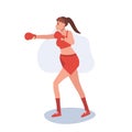 Active Sports Woman Boxing with Confidence. Powerful Female Boxer in Gym Workout Session