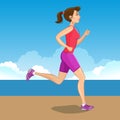 Active sporty young jogging woman, loss weight cardio training. Royalty Free Stock Photo