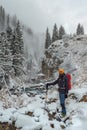 Active tourist walks in the winter in the mountains