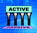 Active Versus Passive Sign Represents Proactive Strategy 3d Illustration