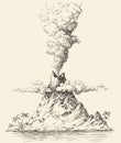 Active volcano drawing