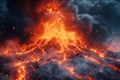 Active volcano erupting lava flow natural wallpaper background Royalty Free Stock Photo