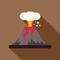 Active volcano erupting with lava and smoke in flat design Royalty Free Stock Photo