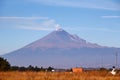 Active volcano Popocatepetl view from tlaxcala city, mexico II Royalty Free Stock Photo