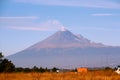 Active volcano Popocatepetl view from tlaxcala city, mexico I Royalty Free Stock Photo