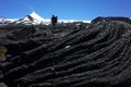 Active volcano, Trekking villarrica traverse hiking trail, Solidified lava from Villarrica volcano in Villarrica