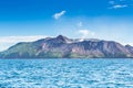 Active Volcano at White Island New Zealand. Volcanic Sulfur Crater Lake. Royalty Free Stock Photo