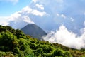 Active volcano Yzalco in clouds