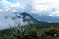Active volcano Yzalco in the clouds Royalty Free Stock Photo