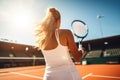 Active woman playing tennis, white background . AI Generated Royalty Free Stock Photo