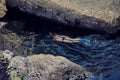 Active woman snorkeling in the sea