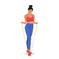 Active Woman Using Resistance Band For Strength Training. Female Character Focusing On Toning And Sculpting Her Muscles Royalty Free Stock Photo
