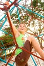 Active young girl climbing Royalty Free Stock Photo