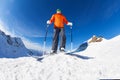 Active young man skiing view from below in Sochi Royalty Free Stock Photo