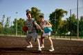 Active young men playing basketball on street court Royalty Free Stock Photo