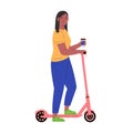 Active young woman riding electric walk scooter. Royalty Free Stock Photo