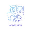 Actively listen blue gradient concept icon