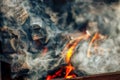 actively smoldering embers of fire coal barbeque Royalty Free Stock Photo