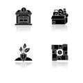 Activism drop shadow black glyph icons set Royalty Free Stock Photo