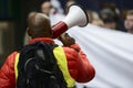 Activist with the megaphone