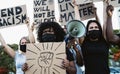 Activist movement protesting against racism and fighting for equality - Demonstrators from different cultures and race protest