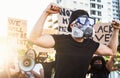 Activist movement protesting against racism and fighting for equality - Demonstrators from different cultures and race protest