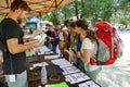 Activists arrive at Colletta urban park for the international protest rally Climate Social Camp Turin Italy