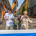 Activists of the pro-Putin anti-western organization NLM SPb National Liberation movement, on the Nevsky Prospekt.