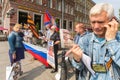 Activists of the pro-Putin anti-western organization NLM SPb (National Liberation movement), on the Nevsky Prospekt.