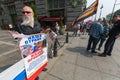 Activists of the pro-Putin anti-western organization NLM SPb (National Liberation movement), on the Nevsky Prospekt.