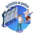 Activists Isometric Round Background