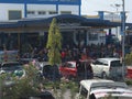 Activities in Gorontalo Harbor, Gorontalo City, Indonesia. Ferry passengers have just arrived from a trip