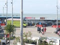 Activities in Gorontalo Harbor, Gorontalo City, Indonesia. Ferry passengers have just arrived from a trip