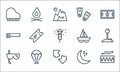 Activities line icons. linear set. quality vector line set such as drums, puzzle, diving mask, sleeping, parachute, saw, sailing