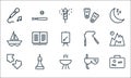 Activities line icons. linear set. quality vector line set such as suitcase, grill, puzzle, diving mask, chess game, sailing ship Royalty Free Stock Photo