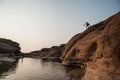 Activities on the mekong river, children swimming and playing