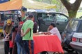 The activities of people in the traditional market at Pasar Minggu in the morning