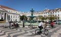 Activities in Rossio Square in Lisbon Portugal Royalty Free Stock Photo