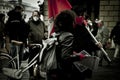 Activitst giving handouts to people during demonstration in Pisa Royalty Free Stock Photo