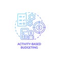 Activity-based budgeting blue gradient concept icon