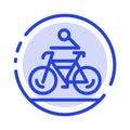 Activity, Bicycle, Bike, Biking, Cycling Blue Dotted Line Line Icon