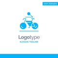 Activity, Bicycle, Bike, Biking, Cycling Blue Solid Logo Template. Place for Tagline