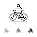 Activity, Bicycle, Bike, Biking, Cycling Bold and thin black line icon set