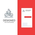 Activity, Bicycle, Bike, Biking, Cycling Grey Logo Design and Business Card Template