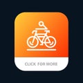 Activity, Bicycle, Bike, Biking, Cycling Mobile App Button. Android and IOS Line Version